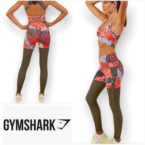 GYMSHARK x NIKKI BLACKKETTER Pineapple Print Leggings Olive Coral Medium